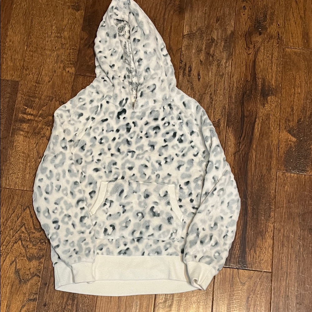 BKE Youth Fuzzy Animal Print Hoodie